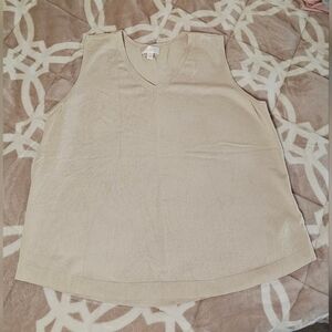 Belle Kim Gravel Women's Beige Sleeveless Sweater Top XL Excellent